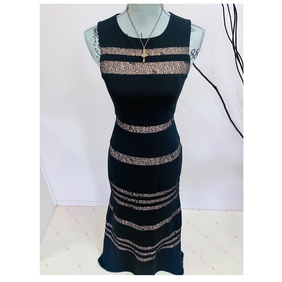 BCBG Long Black/Nude Dress Gown - Picture 8 of 11